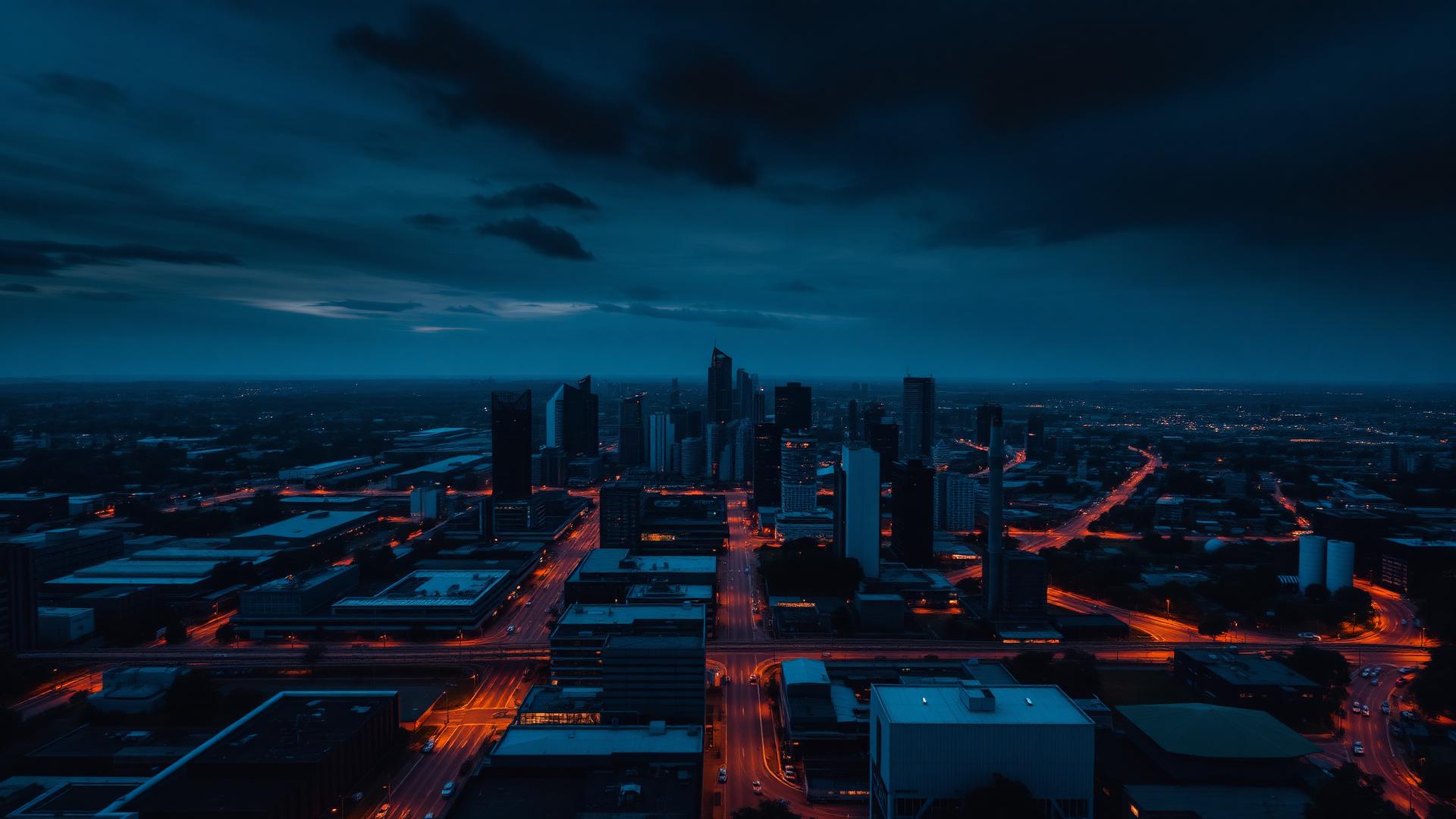 South African industrial skyline at dusk